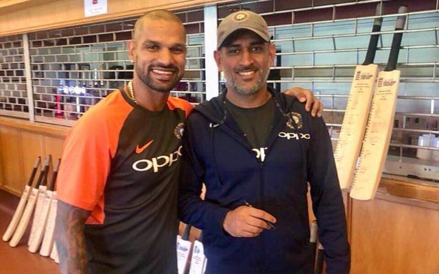 Shikhar Dhawan with Dhoni