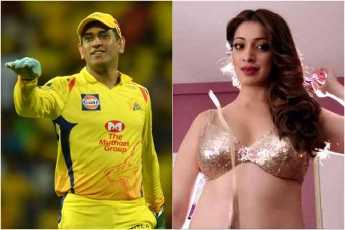 M.S. Dhoni and Raai Laxmi