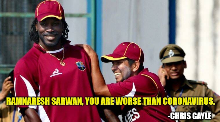 chris gayle on ramnaresh sarwan