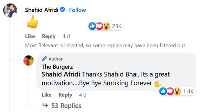 Shahid Afridi fan quit smoking