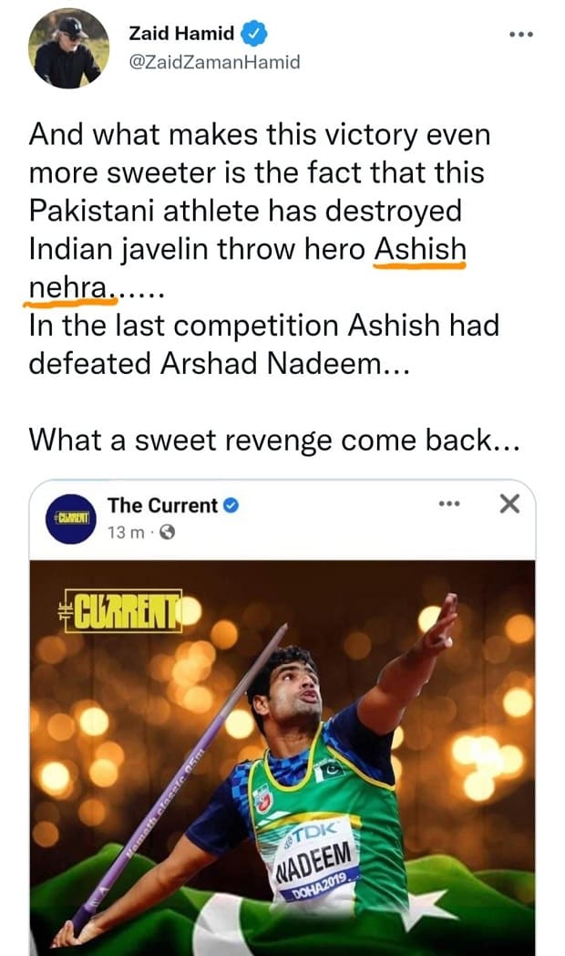 zaid hamid tweet on Ashish Nehra